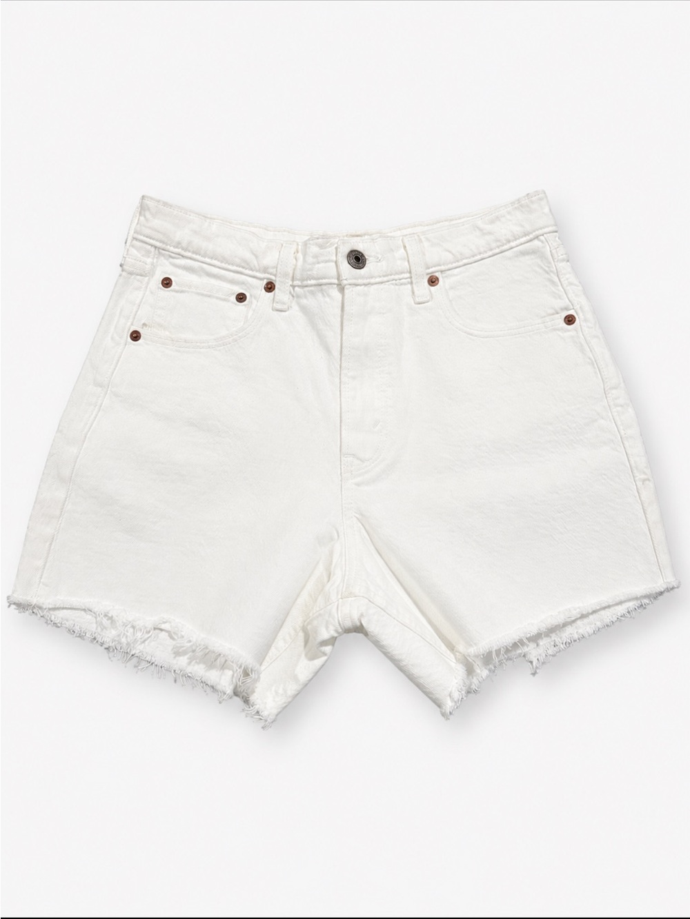 Abercrombie & Fitch White Frayed-Hem Denim Shorts